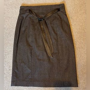 Halogen Herringbone Pencil Skirt with Belt, Size 8